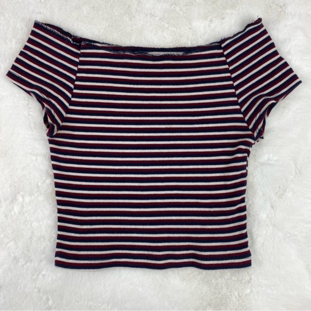 Brandy Melville Off The Shoulder Stripped Crop Top